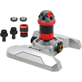 Eden 96122 rotary sprinkler with metal base and six pattern options for versatile watering