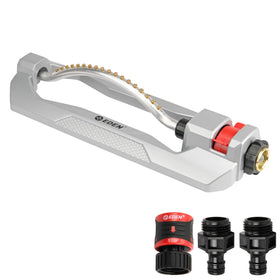 Eden 96218 heavy-duty turbo sprinkler overview showing wide lawn coverage