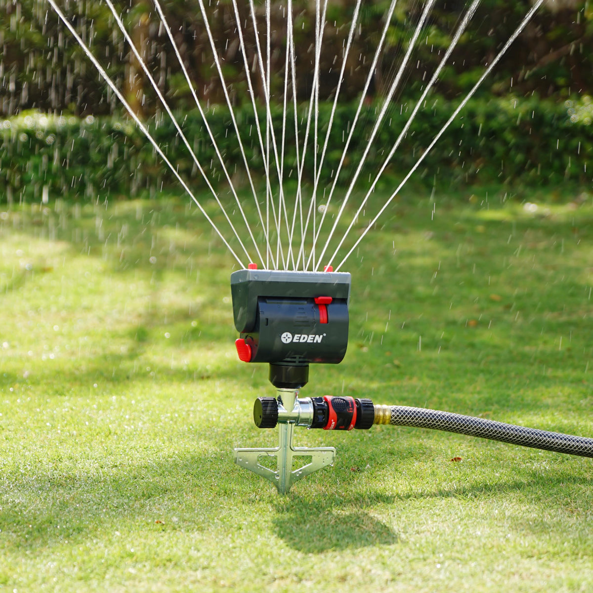 Eden sprinkler covering up to 4069 sq ft for even lawn irrigation.