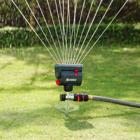 Eden sprinkler covering up to 4069 sq ft for even lawn irrigation.
