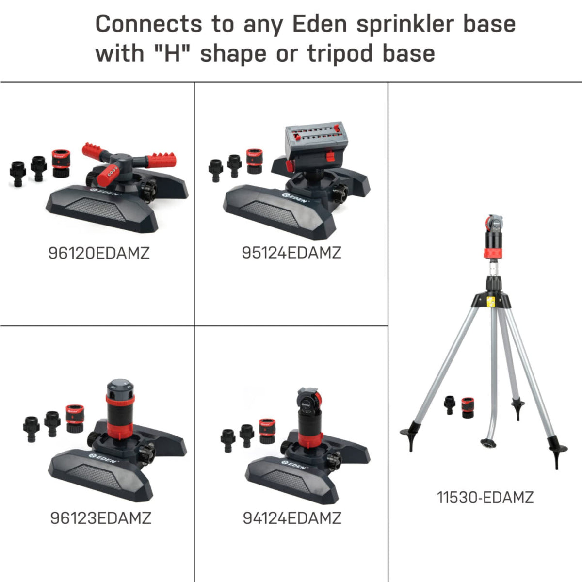 Eden easy-attachment design fits H-base or tripod bases without tools