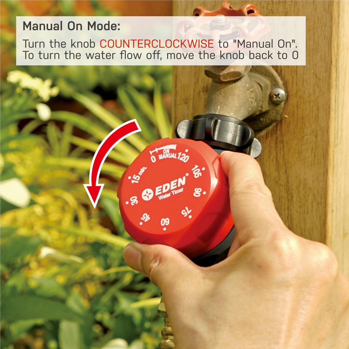 Eden timer includes stainless filter washer for a leak-free seal.