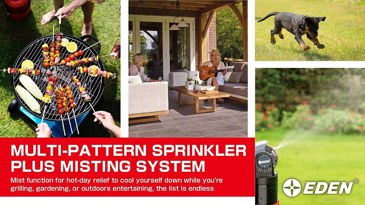 Eden hose adapter reduces kinking by allowing smooth swivel and easy height adjustment.