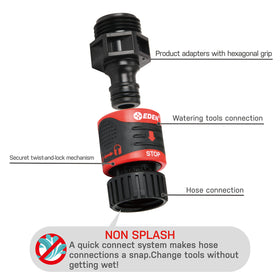 Eden Quick Connect Starter Kit adapters enabling wide compatibility with hoses and sprinklers.