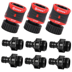 Eden Quick Connect Starter Kit end connectors with built-in water stop for easy tool swapping.