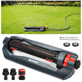 Eden Turbo Oscillating Sprinkler with 18 nozzles delivers wide lawn coverage
