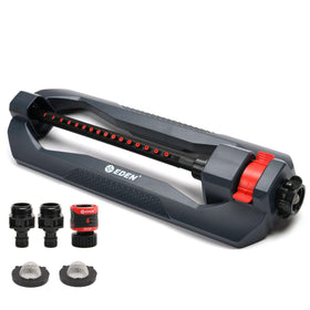 Eden Turbo Oscillating Sprinkler coverage area demonstrates broad lawn watering efficiency.