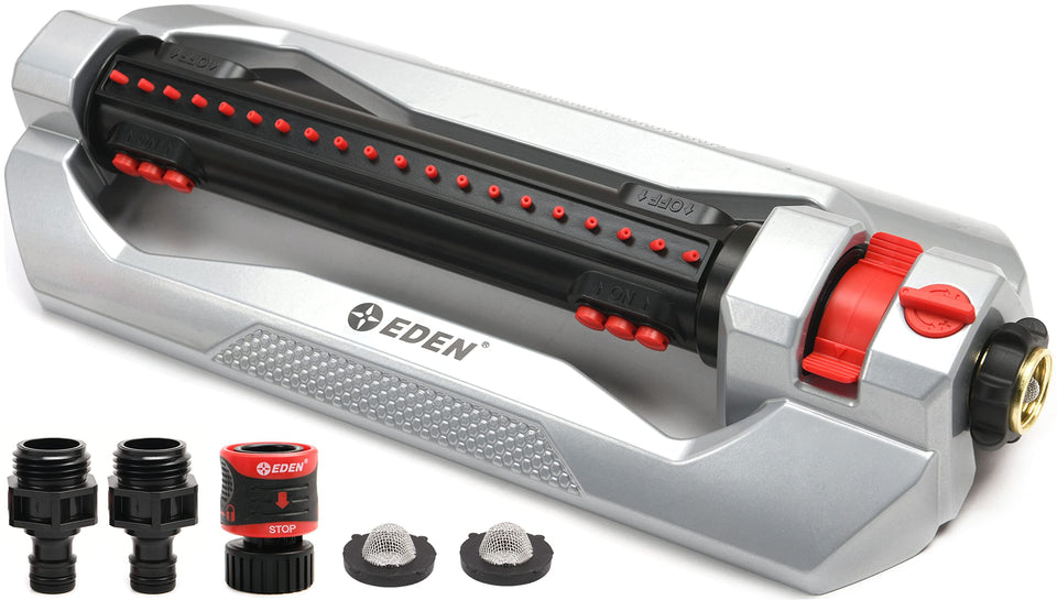 Eden Turbo Oscillating Sprinkler in full-coverage mode for lawns and gardens