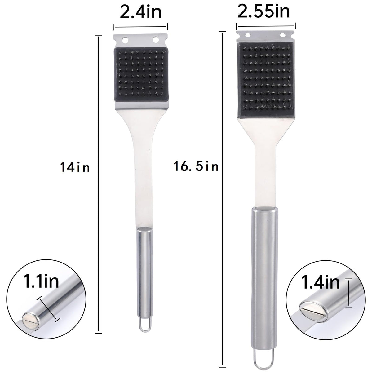 Edgnb 14-inch grill brush demonstrates precise cleaning in tight grill corners