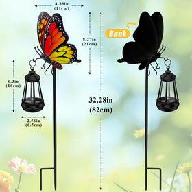EDOF 32-28in monarch butterfly stake lights at dusk for cozy ambiance