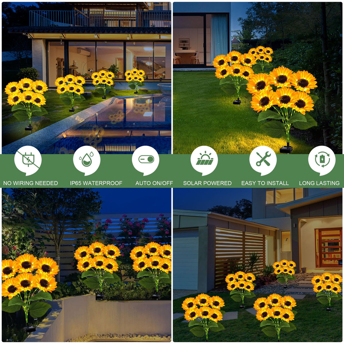 EDOF decorative stake lights auto on at dusk for hands-free lighting