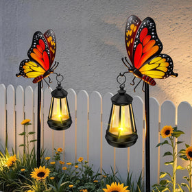 EDOF colorful monarch butterfly with solar lights brightens night paths
