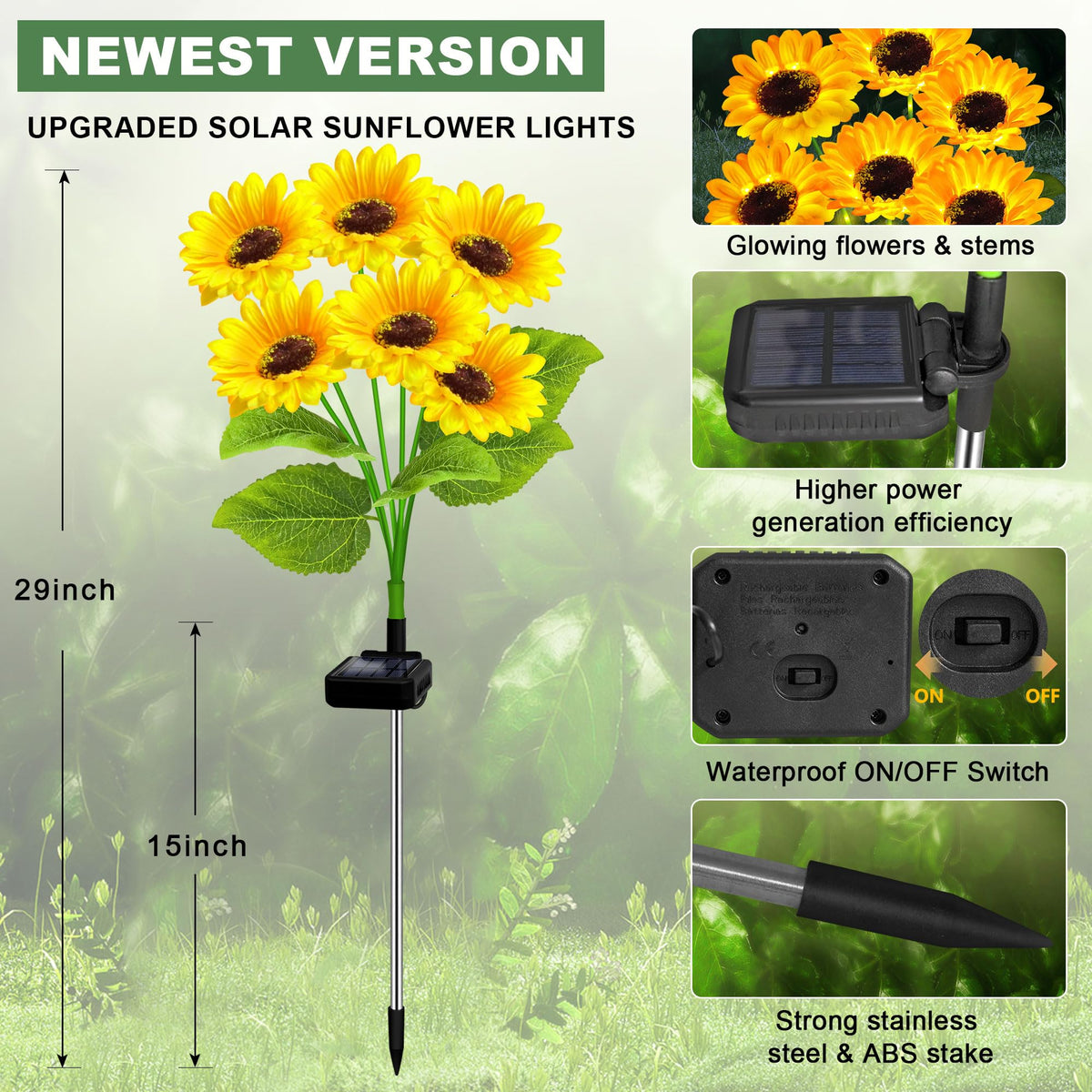 Gift-ready solar sunflower lights for Mom, Grandma, or friends.
