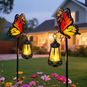 EDOF solar butterfly garden stake glows softly at dusk, adding whimsy to your yard.
