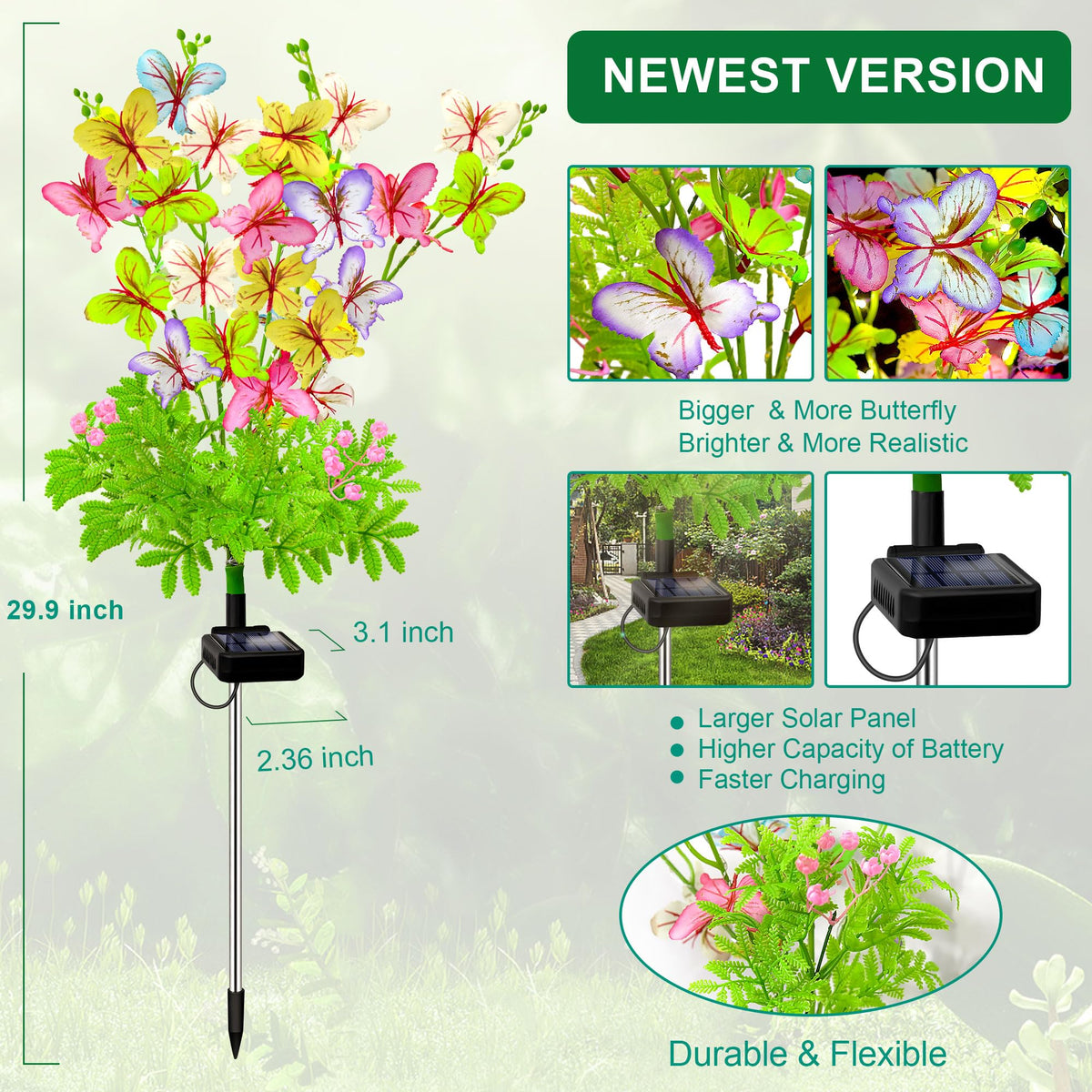 EDOF Solar Butterfly Lights along the garden path provide inviting nighttime illumination