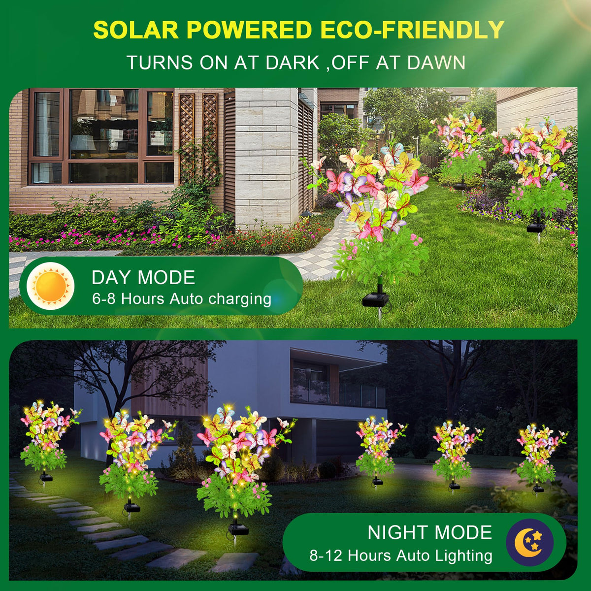 EDOF Solar Butterfly Lights IP65 weatherproof design withstands rain and wind