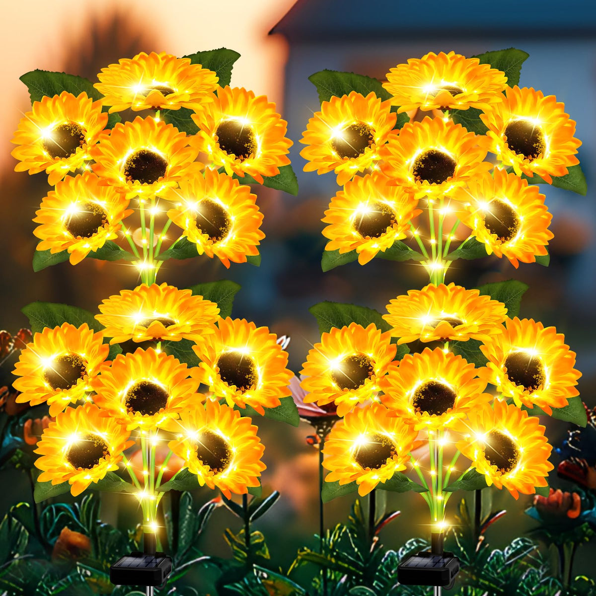 IP65 waterproof solar flowers withstand rain and wind for outdoor use.