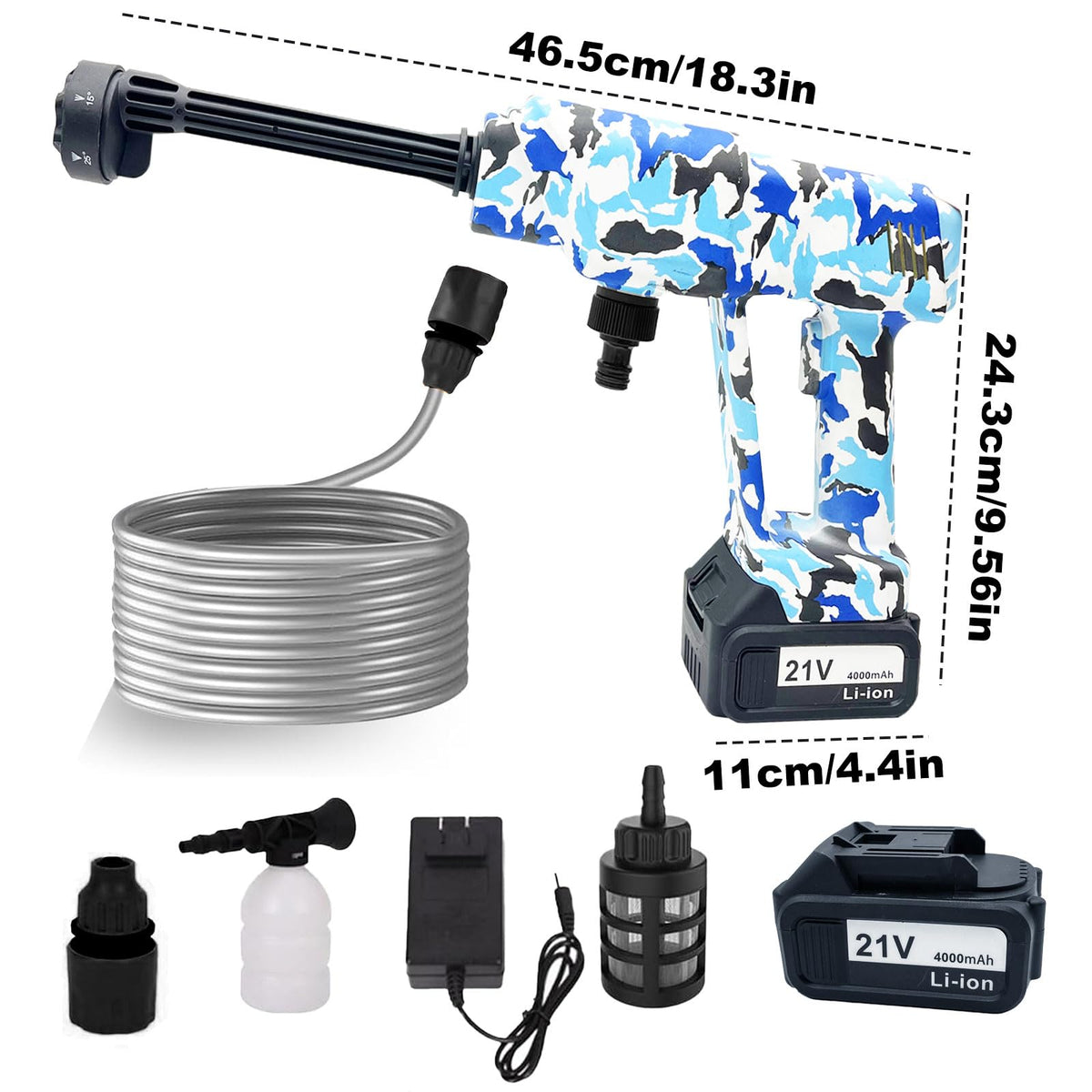 EDOMOL 6-in-1 nozzle switches from mist to jet for targeted cleaning.