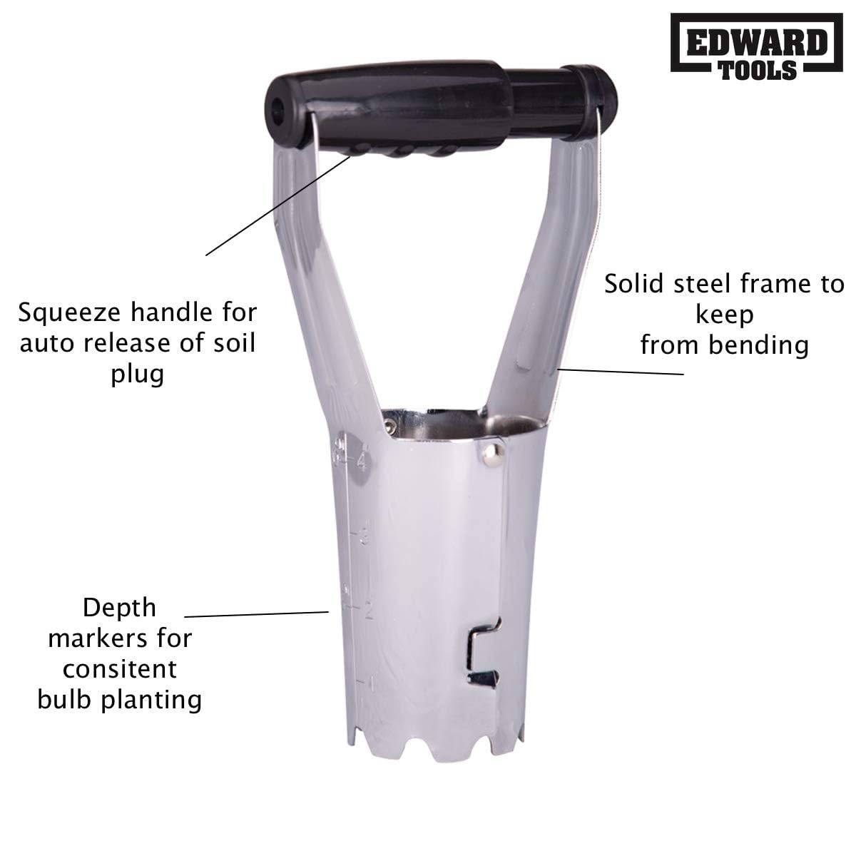 Edward Tools bend-free design reduces wrist strain during digging.