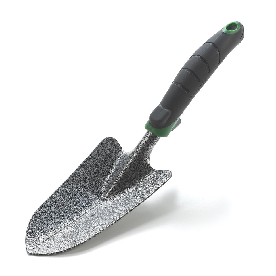 Edward Tools garden trowel with depth markers for precise planting in heavy soils.