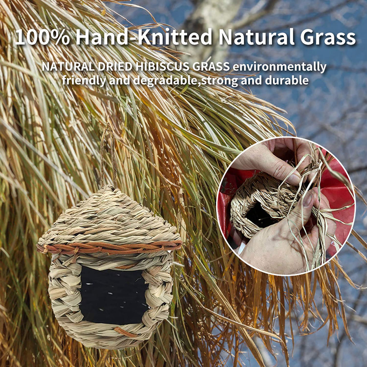 Eeaivnm natural dried hibiscus grass material highlights eco-friendly construction.