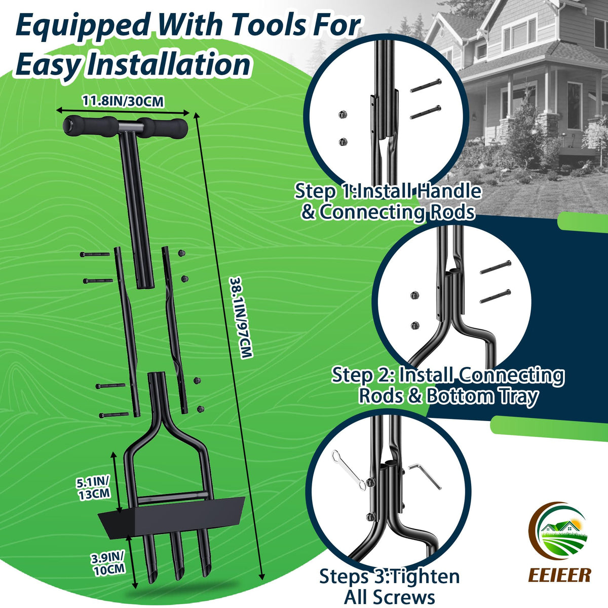 EEIEER cleaning stick clears clogs and doubles as a weeding tool.