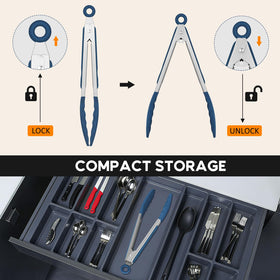 EEKEDO Kitchen Tongs 9in navy ideal for grilling and careful food handling
