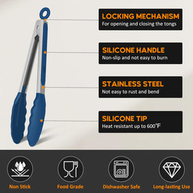 EEKEDO Kitchen Tongs 600f heat-resistance for high-heat frying and searing
