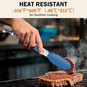 EEKEDO 12-inch navy tongs ideal for grilling and large batches.