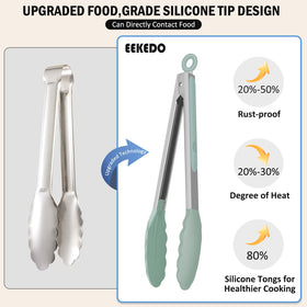 EEKEDO tongs easy to clean dishwasher-safe sage green for busy kitchens
