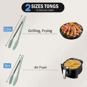EEKEDO tongs for grilling and frying sage green ideal for burgers, fish, and more