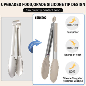 EEKEDO tongs locking mechanism ring keeps tongs compact and easy to store.
