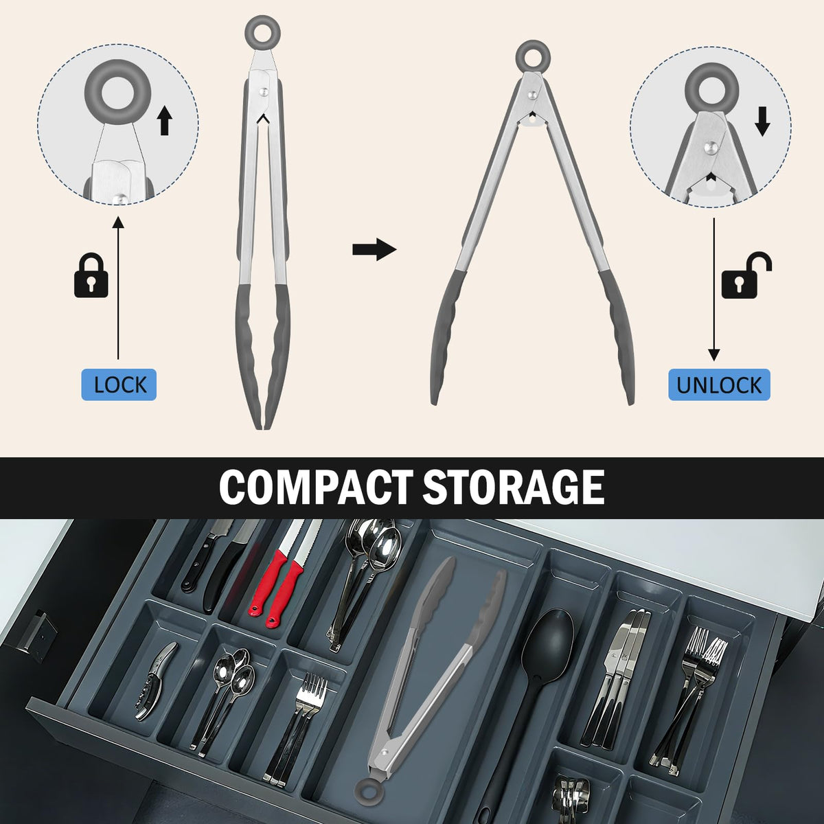 EEKEDO tongs non-scratch design protects nonstick cookware during cooking.