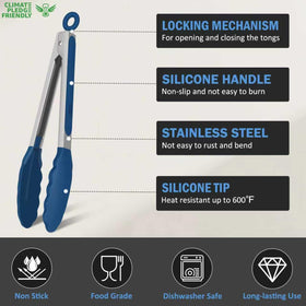 Silicone tips on EEKEDO tongs prevent scratches on nonstick cookware.