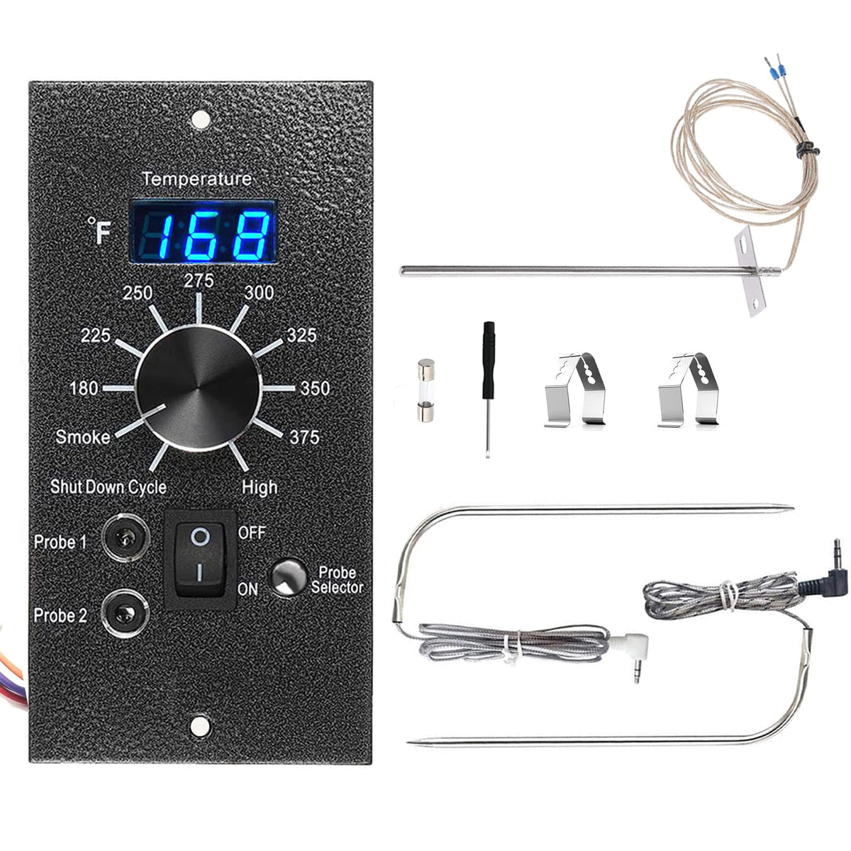 Eeranzoy digital thermostat kit front panel with clear blue LED display for precise temperature control.