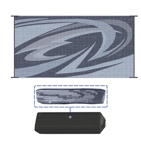 EEZ RV Products 9x18 grey mat, angled view, durable outdoor surface for RV setups.