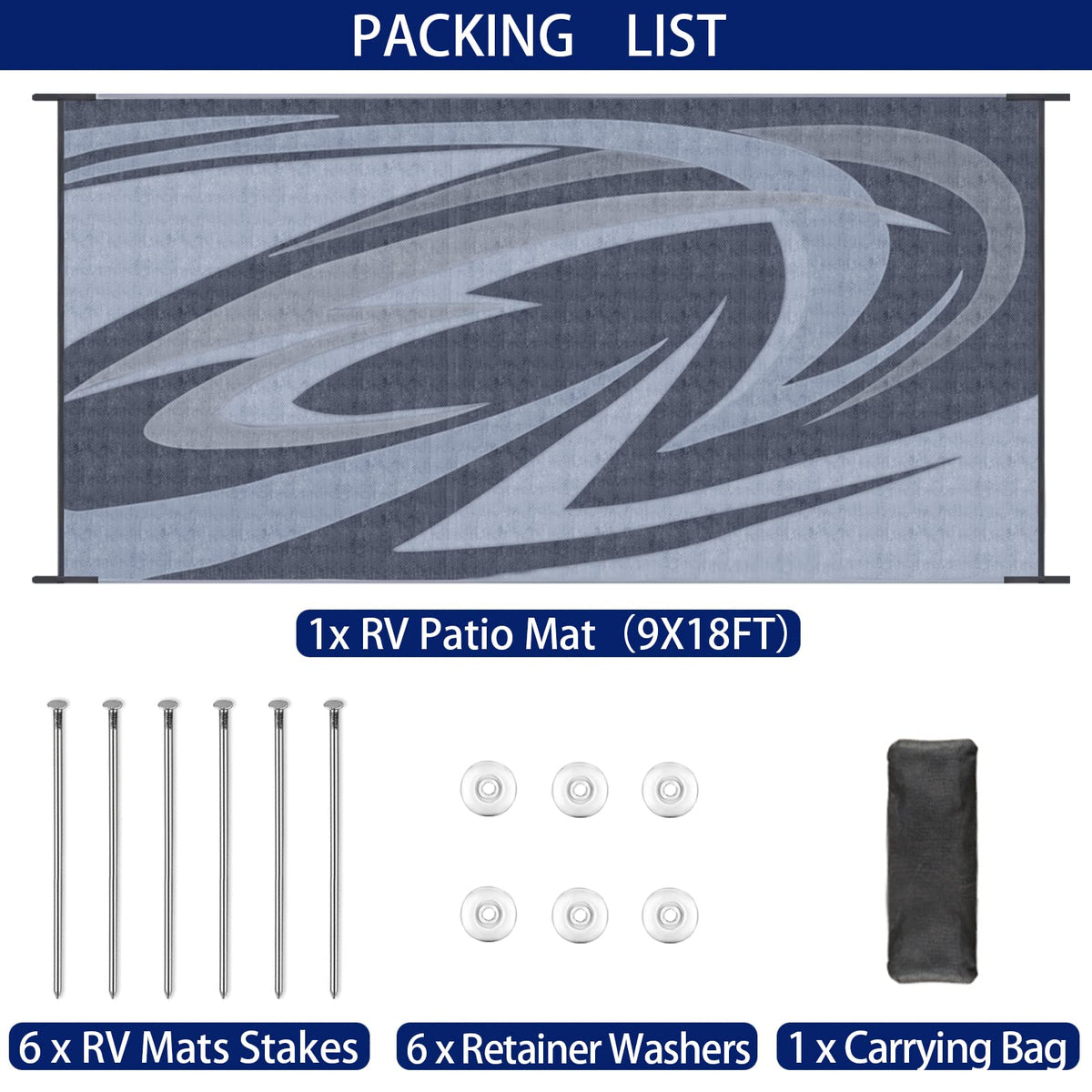 EEZ RV Products stakes and bag included provide secure, easy anchoring.
