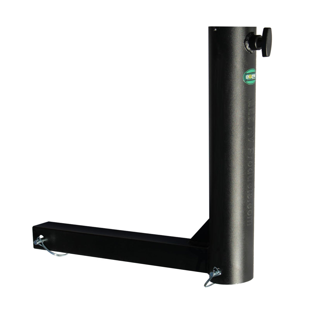 EEZ RV Products hitch mount holds Starlink pole securely in a 2-inch receiver for on-the-go use.