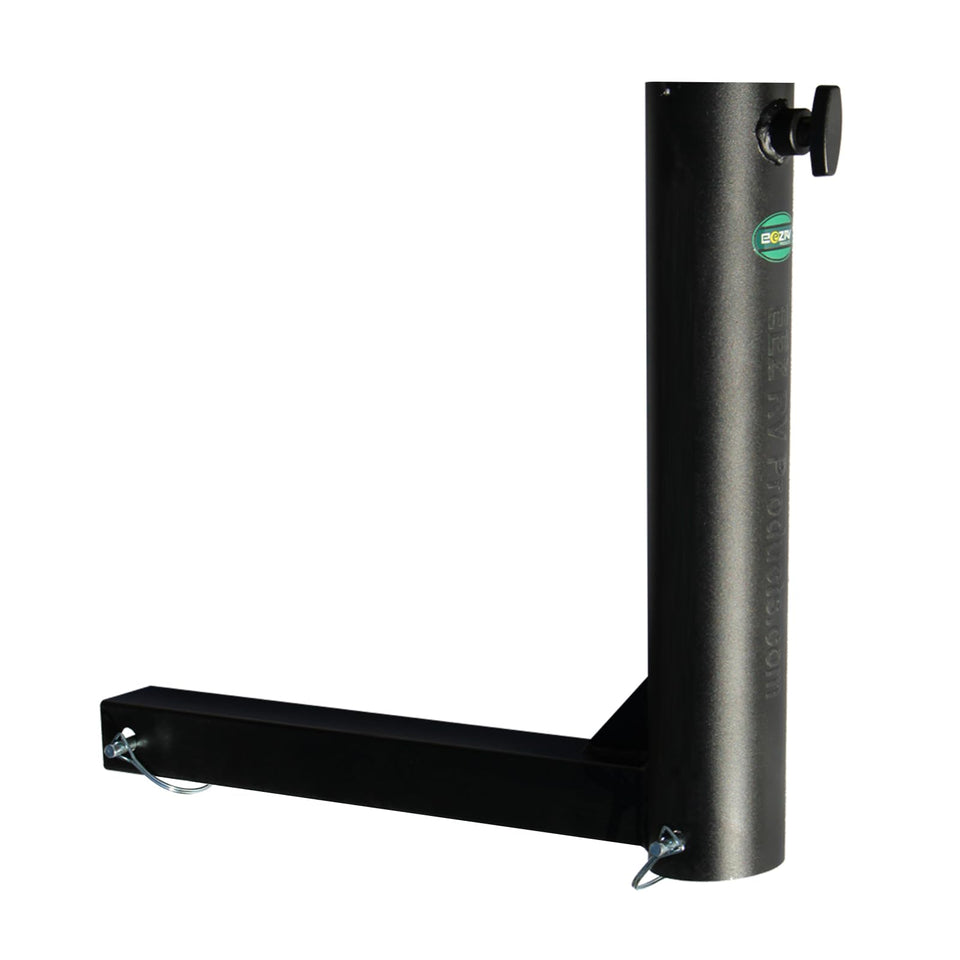 EEZ RV Products hitch mount holds Starlink pole securely in a 2-inch receiver for on-the-go use.