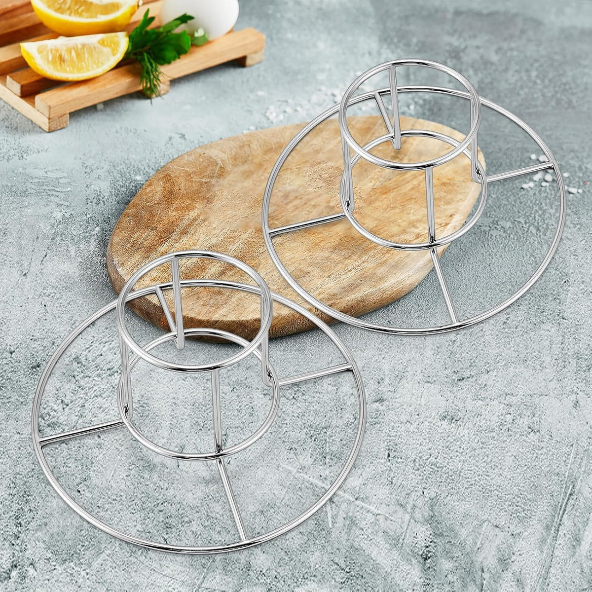 E-far beer can chicken holder 3.4-inch center raises air flow for even browning.