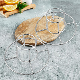 E-far beer can chicken holder 3.4-inch center raises air flow for even browning.