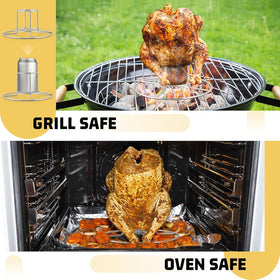 E-far beer can chicken holder durable stainless steel construction.