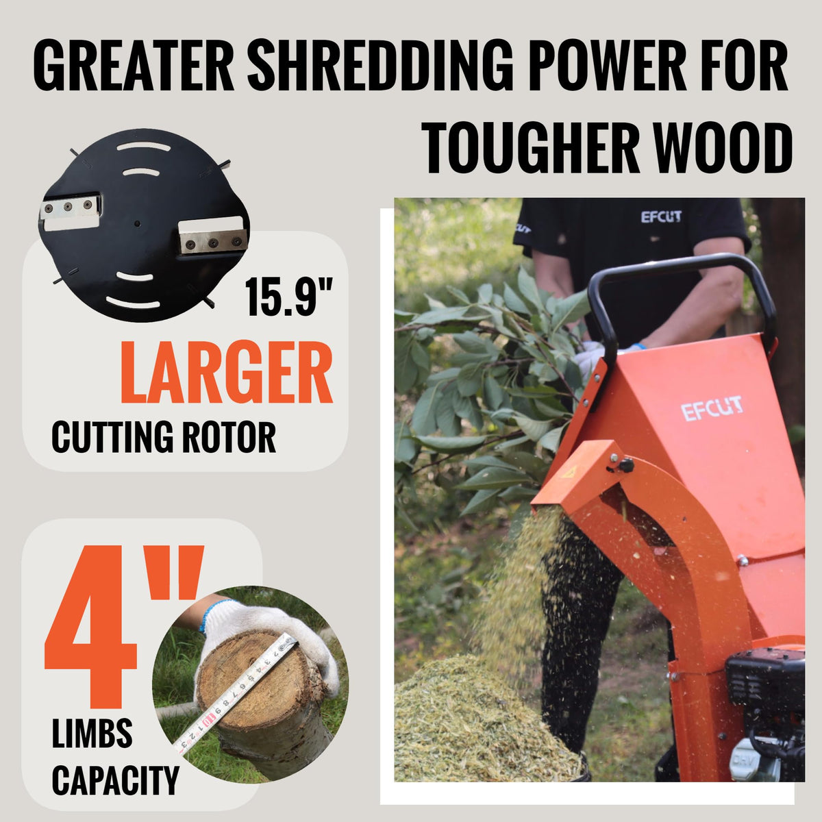 EFCUT C40 feeding hopper in use for easy wood loading