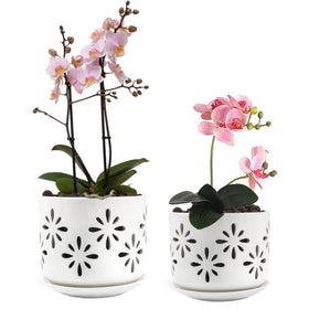 EFISPSS Orchid Pot 5-6 inch white displays a sleek indoor-ready silhouette for orchids.