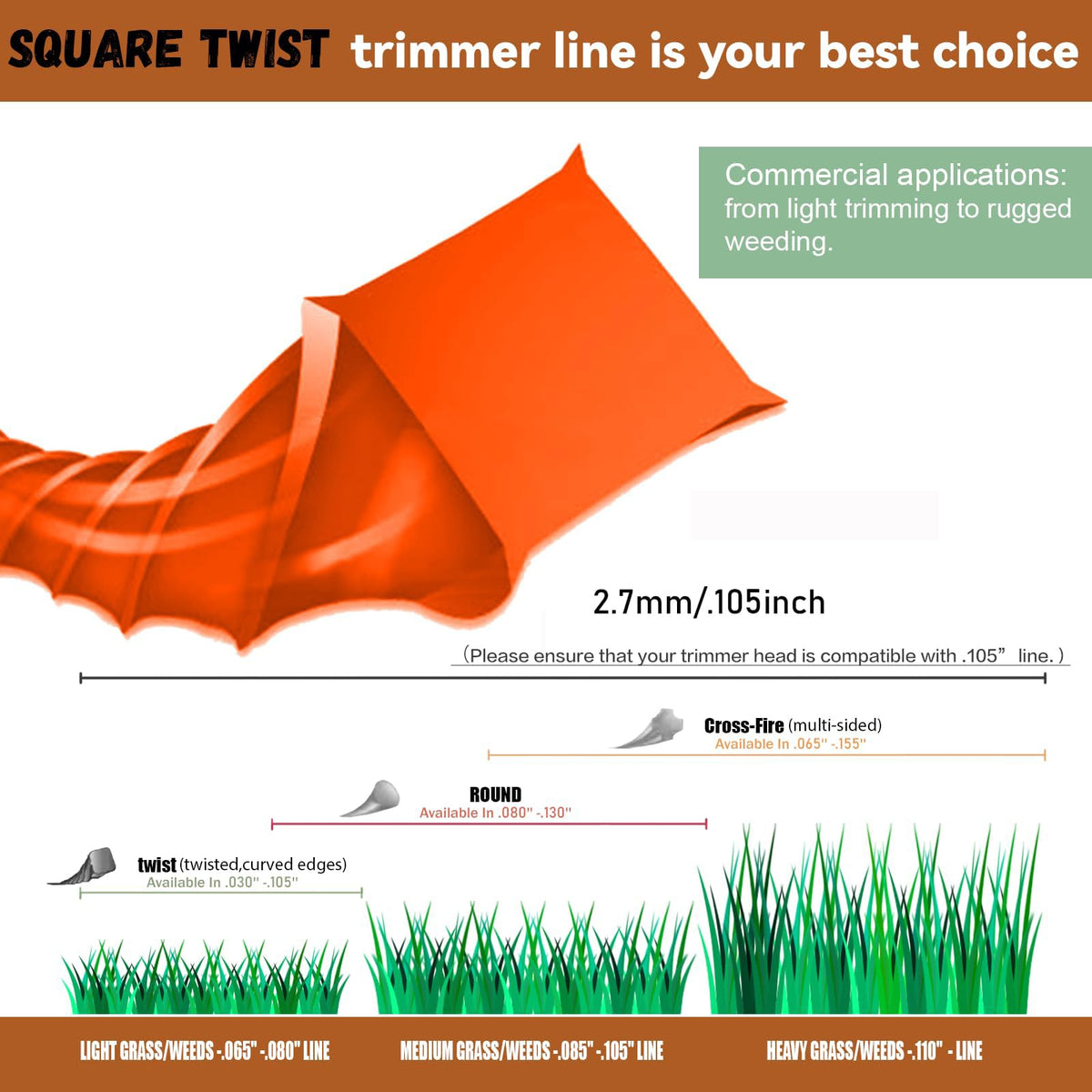 Efrozen bright orange line enhances visibility and precision during trimming tasks.