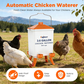 Eggluuz 3.6-Gallon Waterer side view highlights sturdy design for busy coops.