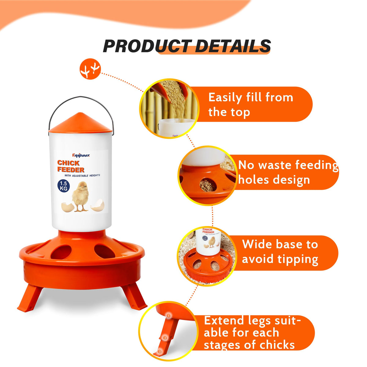 Eggluuz Waterer hanging option with steel handle for flexible placement