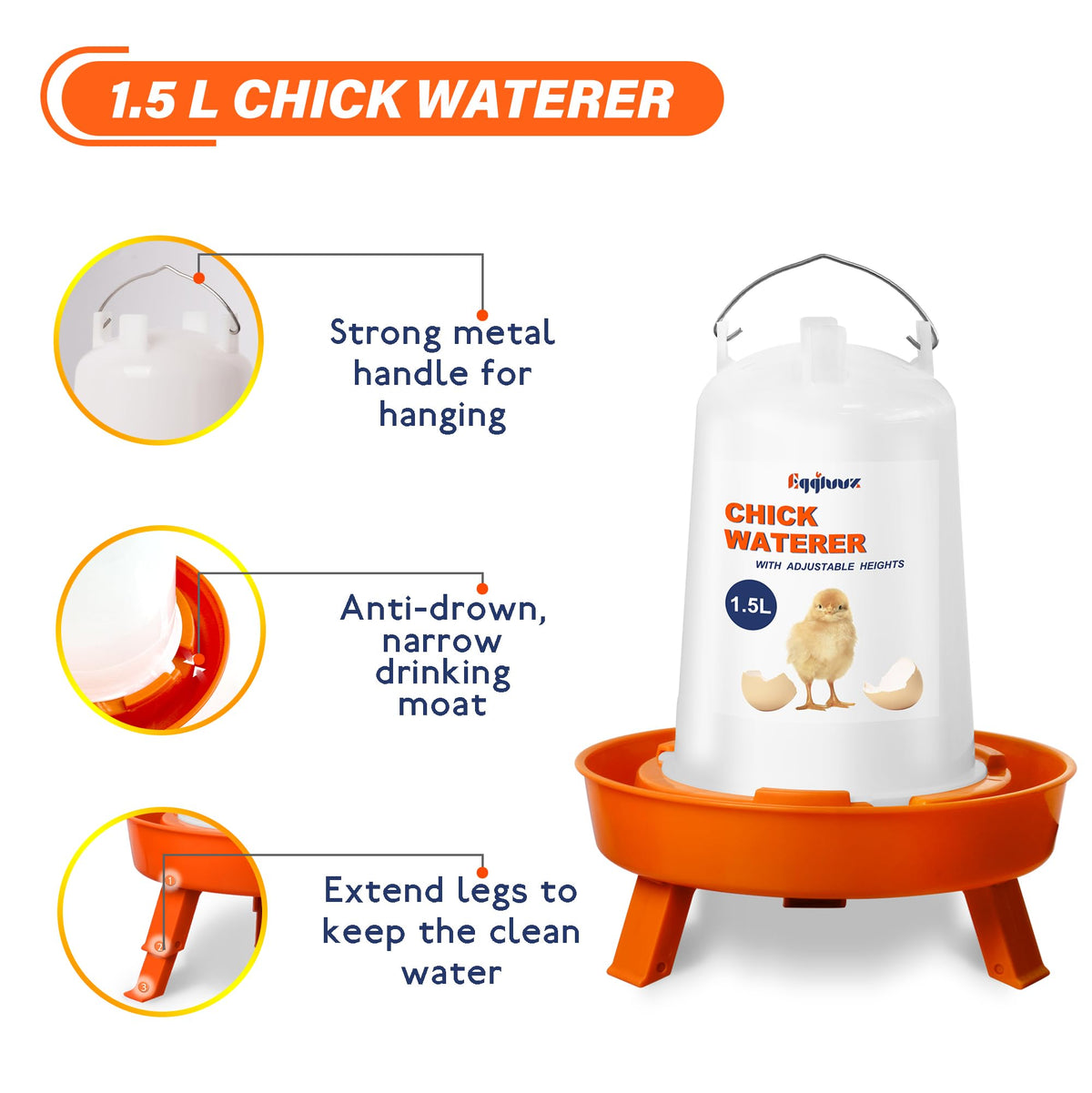 Eggluuz Feeder with adjustable legs to grow with chicks