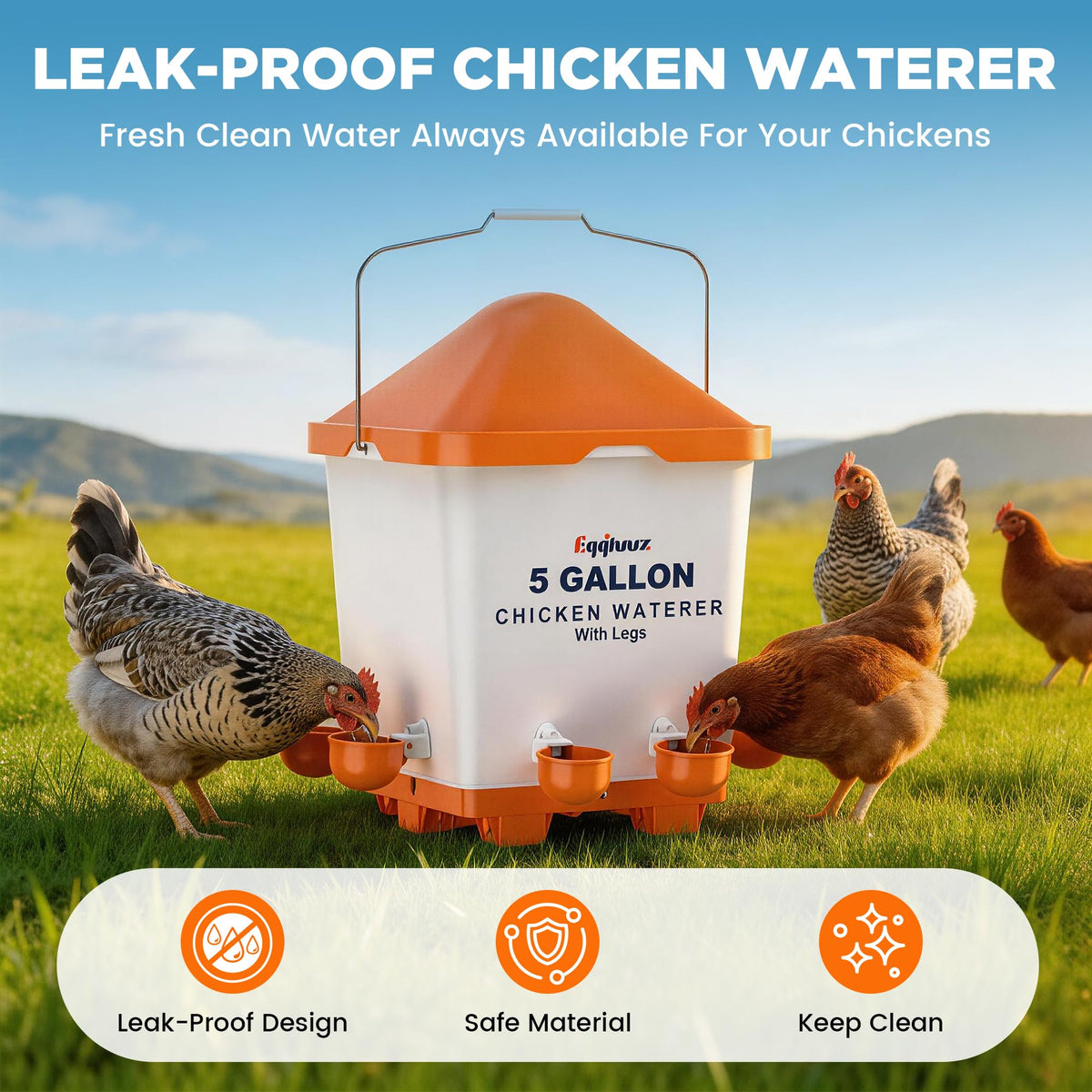 Eggluuz auto-fill water cups demonstrating hands-free water supply