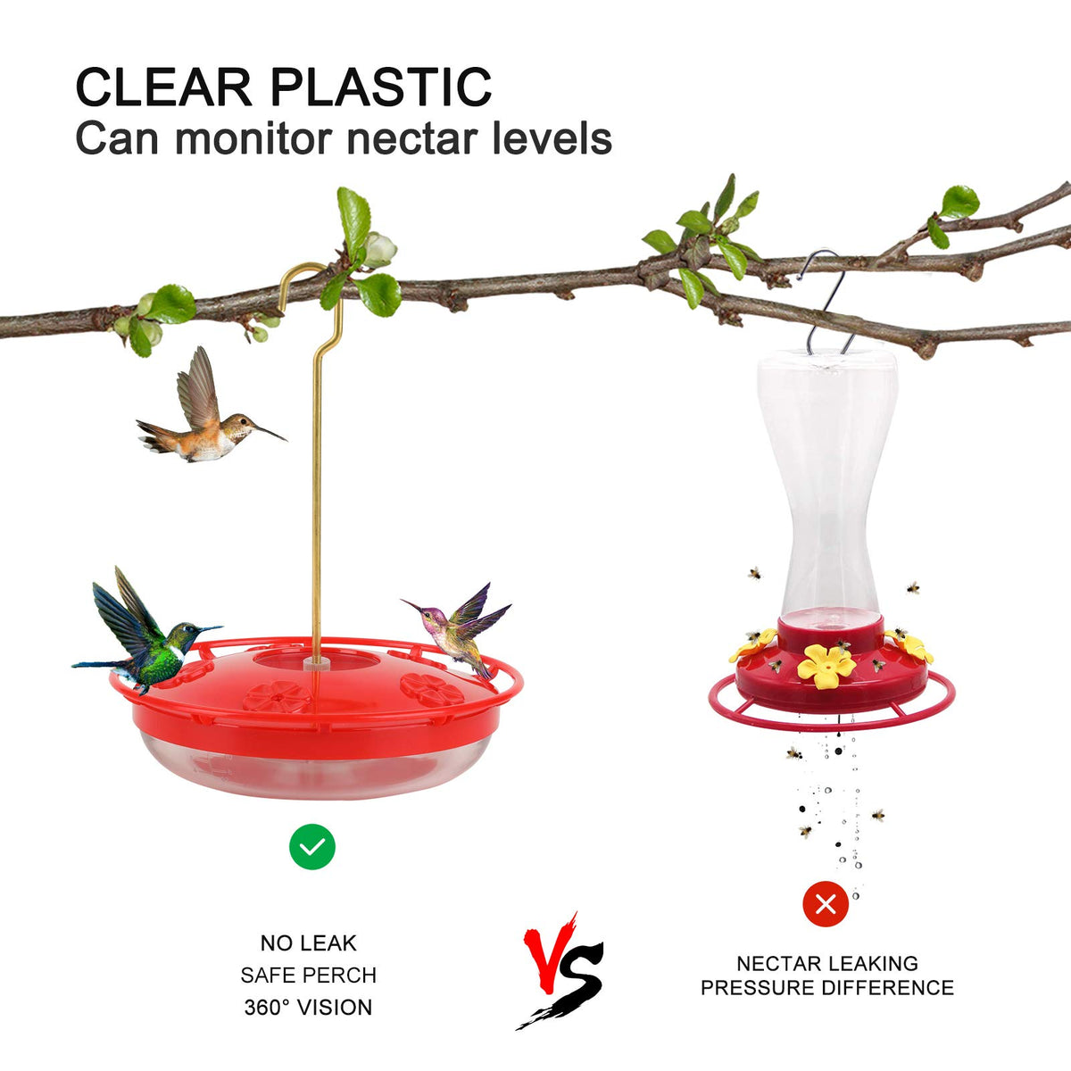 Eggs Sound feeder with 360-degree perch for clear viewing of hummingbirds.